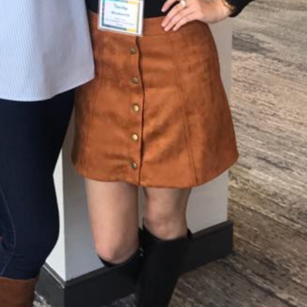 Button Closure Plain A-Line Mini Skirt